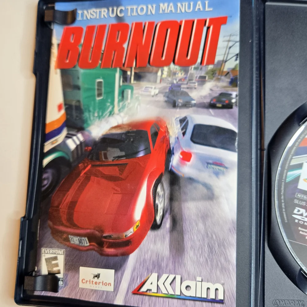 Burnout for PlayStation 2 by - AKKLAIM Black Case. Complete Game Tested Ps2